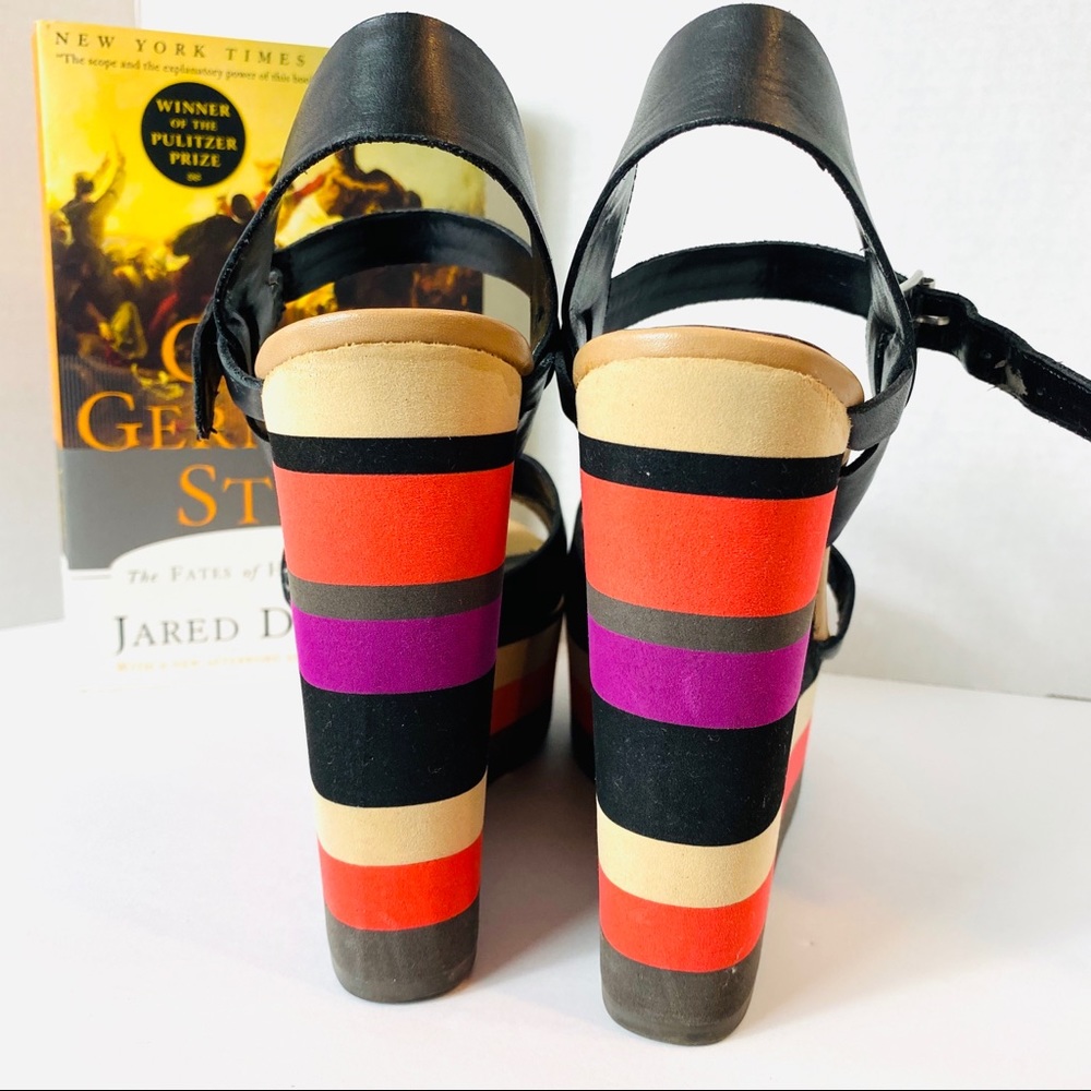 Steve Madden Multi Color Striped Wedges Size 9.5 - Picture 4 of 6